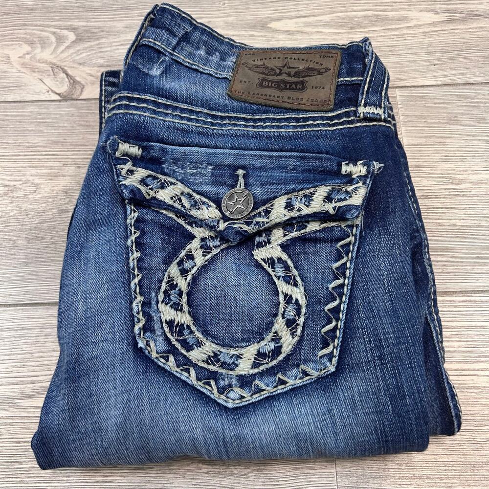 Big Star Vintage Sweet Boot Low-Rise Stretch Jean Blue 28L EUC